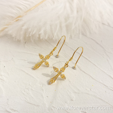 Silver Cross 925 Earrings Cross Earring Bar Earring